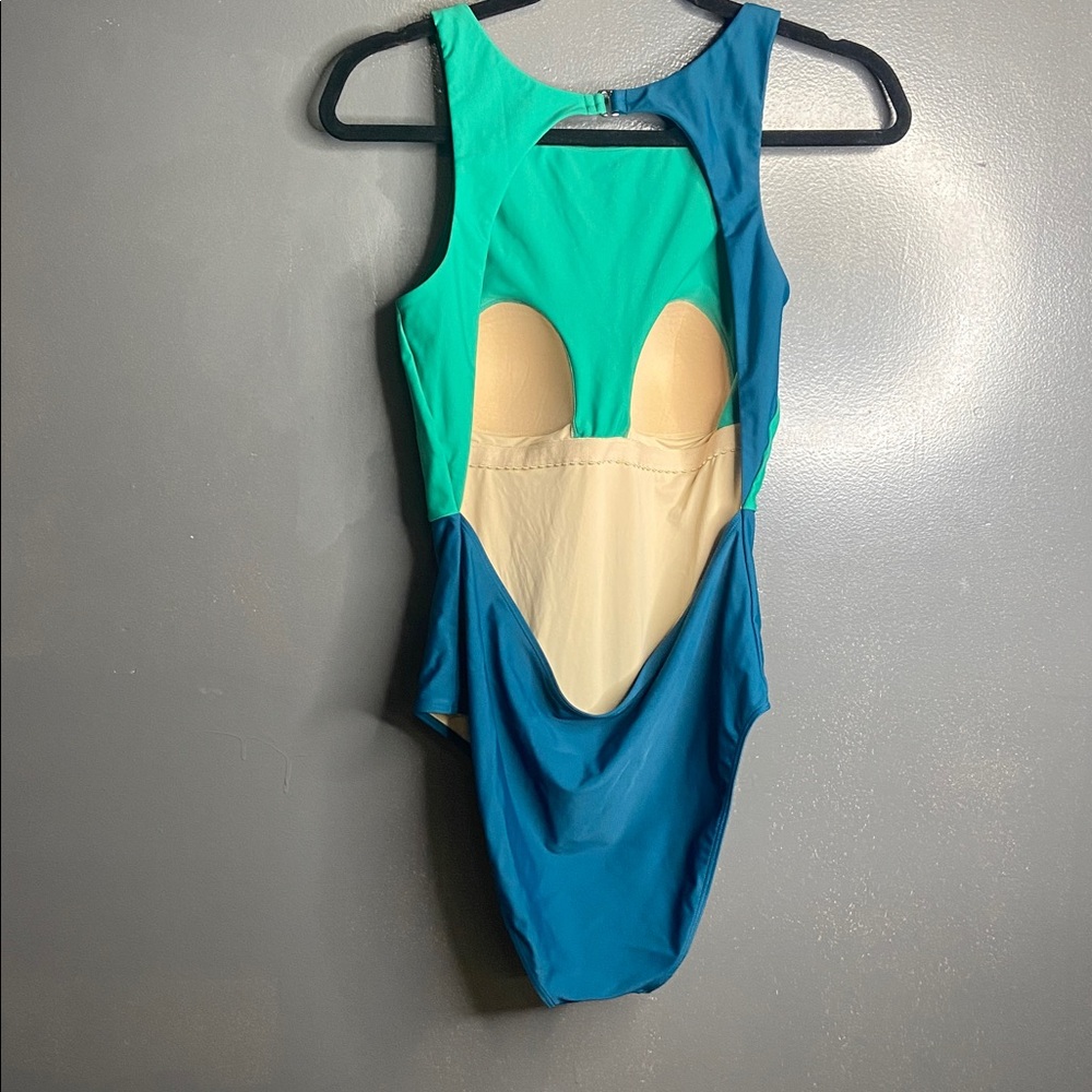 Summersalt Blue Green Colorblock The Cove 1 Piece Swimsuit Size 8 - Picture 3 of 5